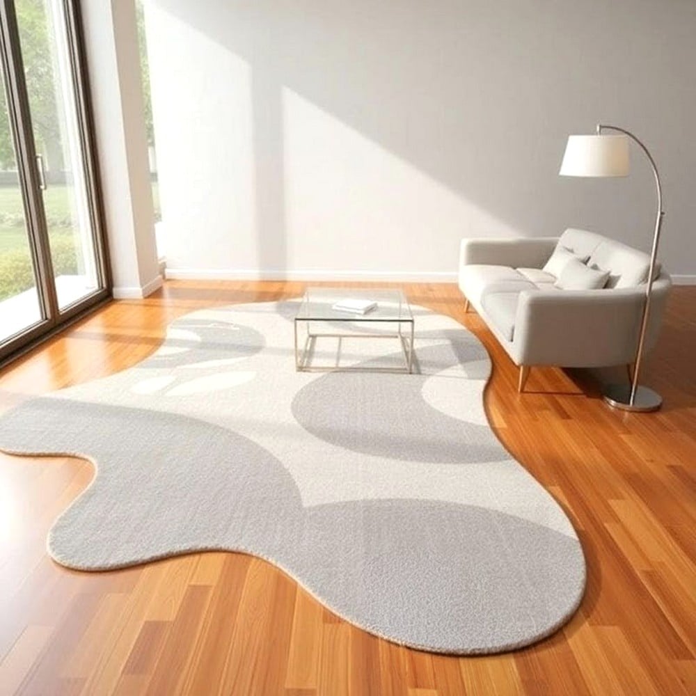 Handcrafted Grey Organic Minimalist Living Room Rug